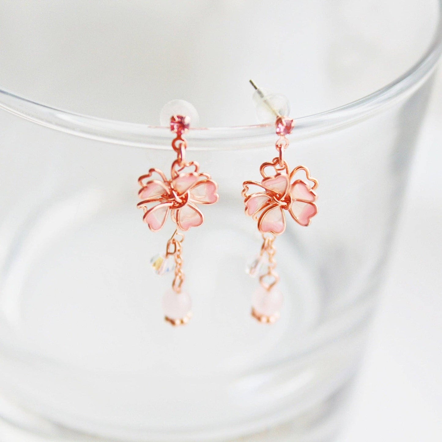 Kirschblüten Ohrringe Rose