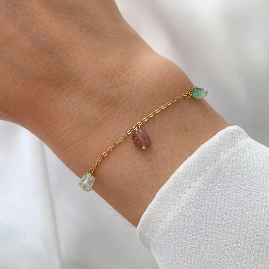 Feines Armband mit rosa-grüner Turmalinstein