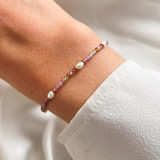 Armband aus natürlichen rosa Achatperlen
