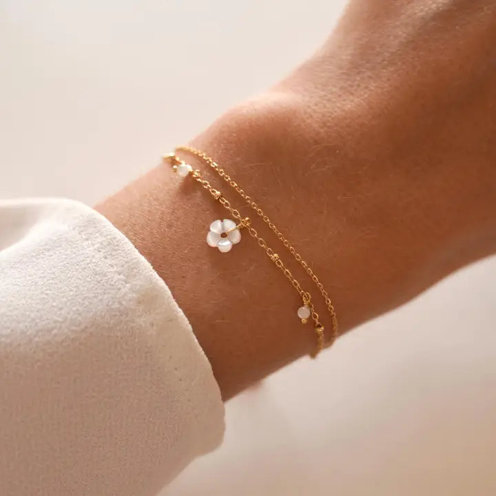 Double Bracelet White Flower
