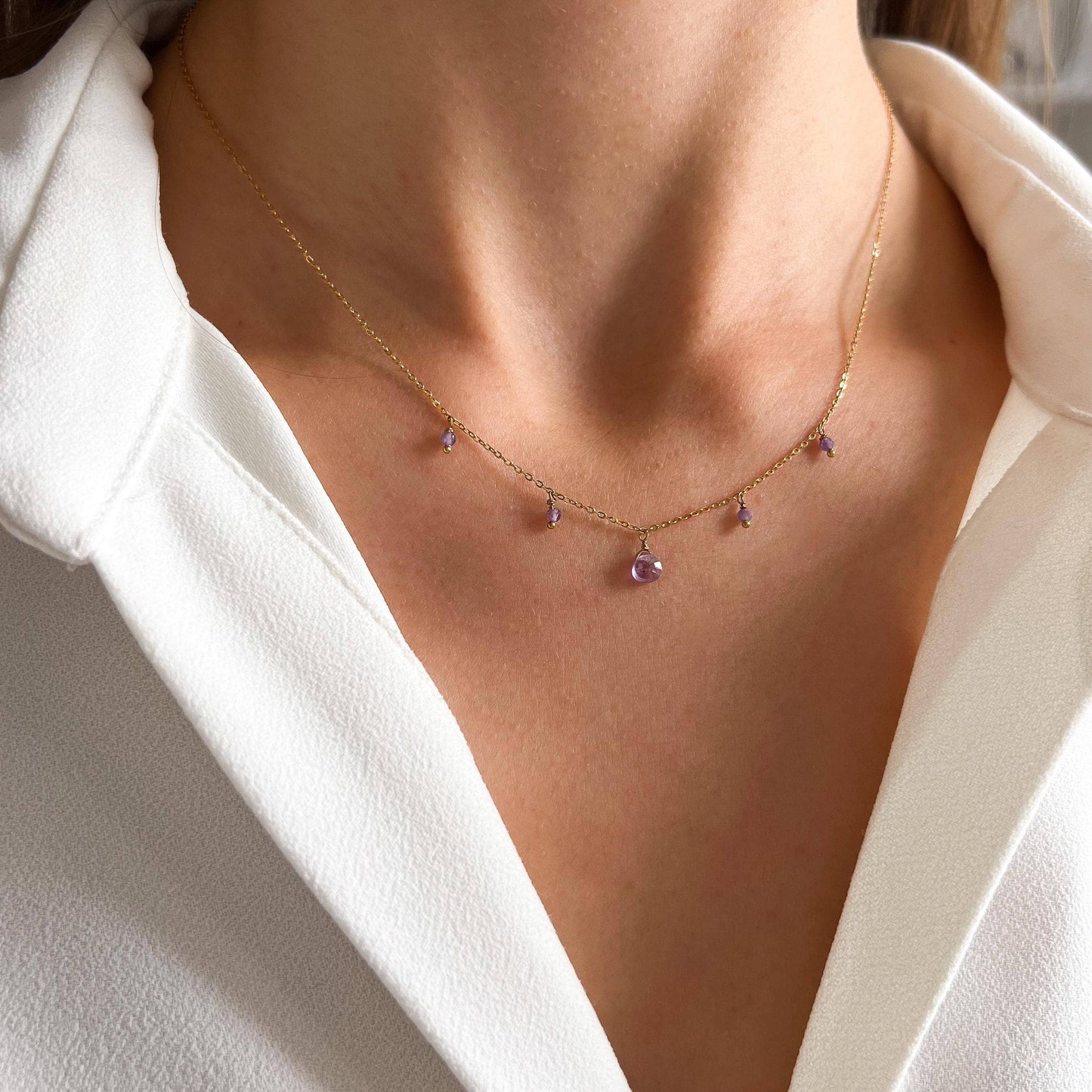 Kette mit Amethyst Anhängern