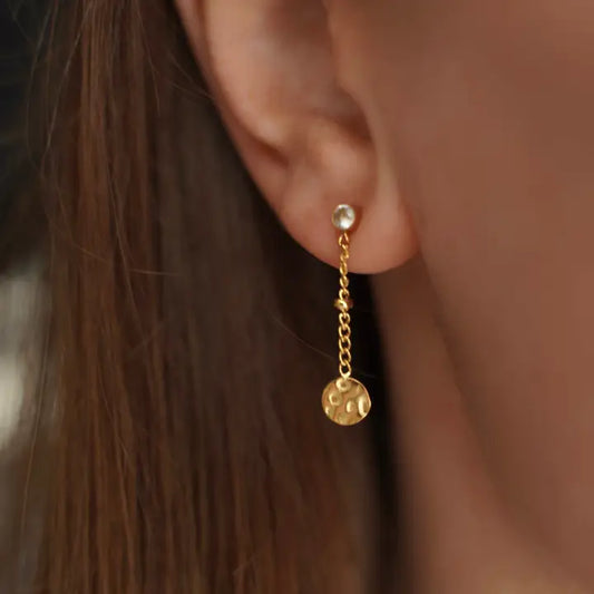 Earrings with chain and coin