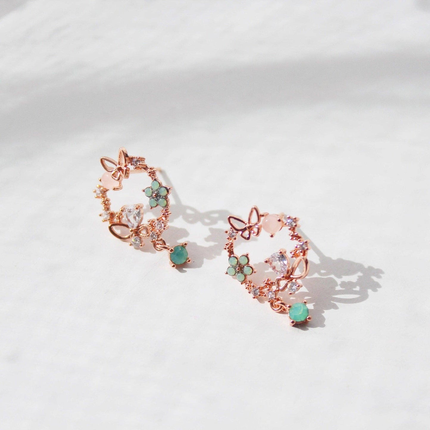 Wreath with butterflies earrings