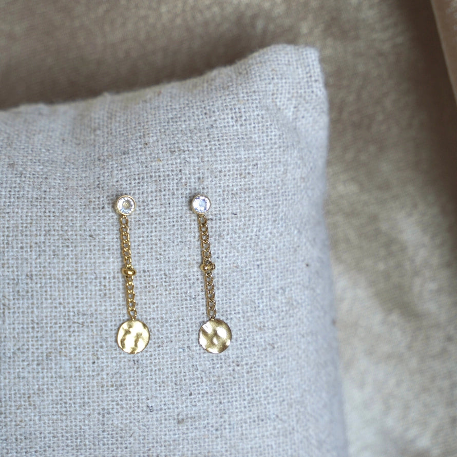 Earrings with chain and coin