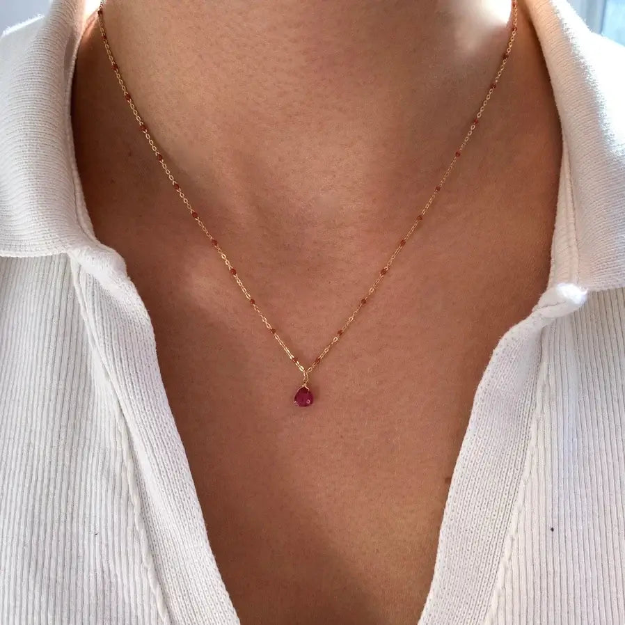necklace with red pendant