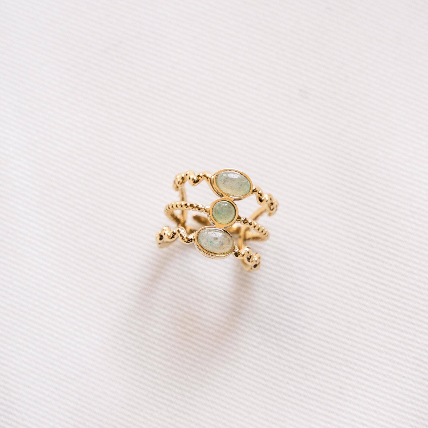 verstellbarer dreifach RIng mit Aventurin Steinen