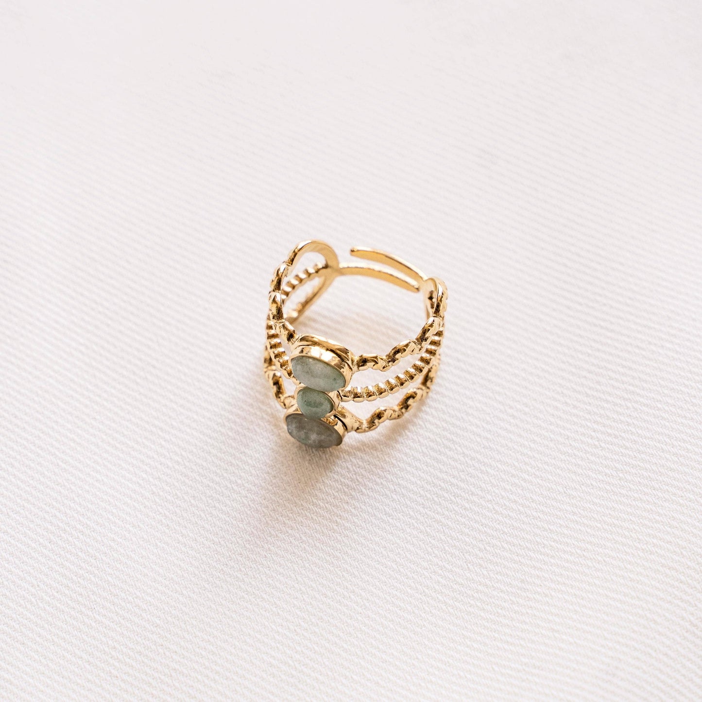 verstellbarer dreifach RIng mit Aventurin Steinen