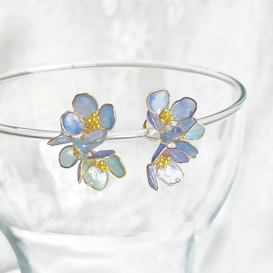 Hydrangea earrings, blue