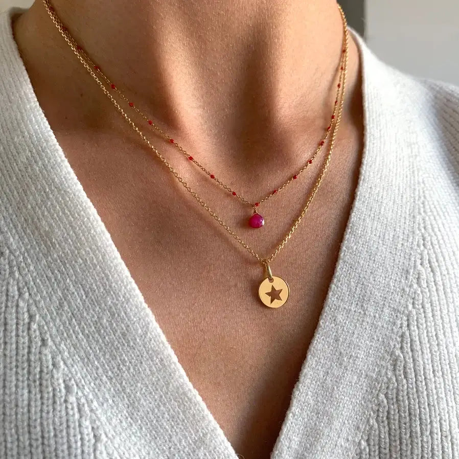 necklace with red pendant