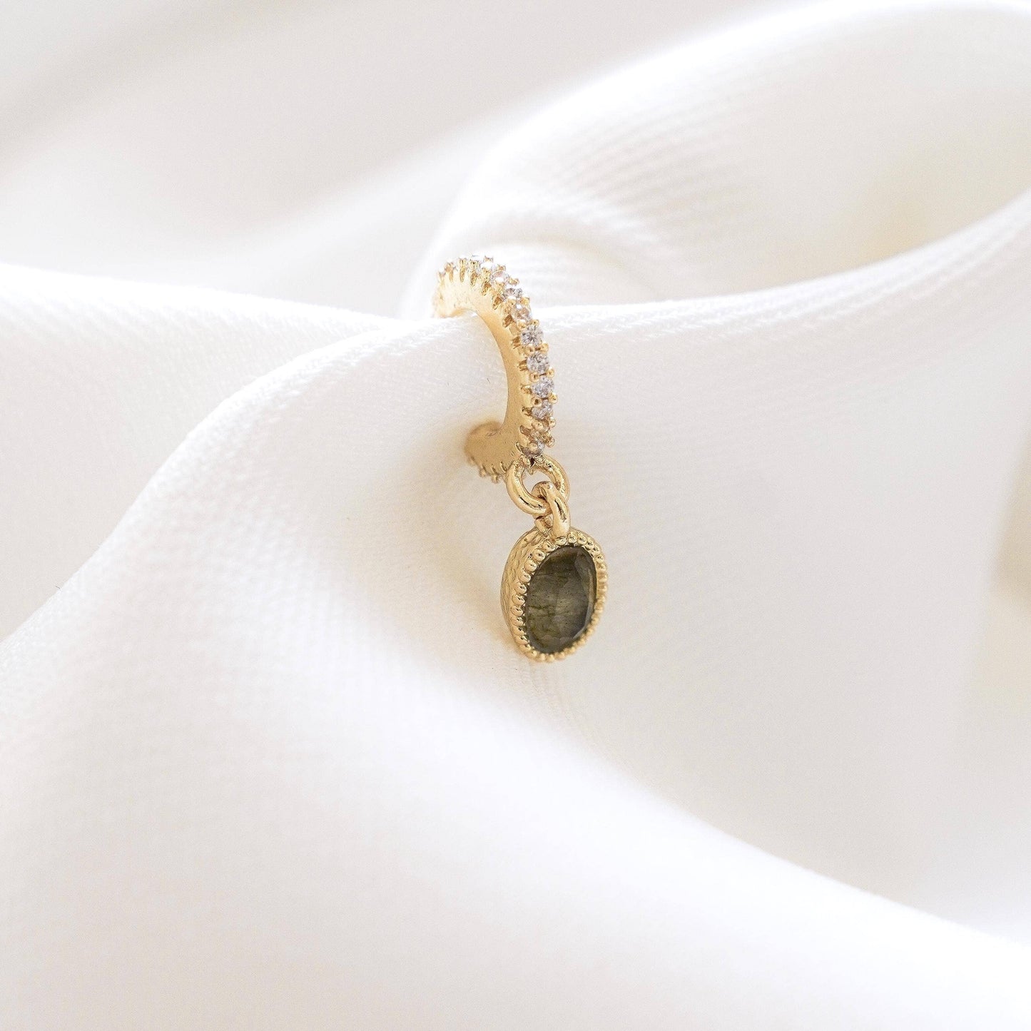 Creolen mit Kristallen und Labradorit Anhänger