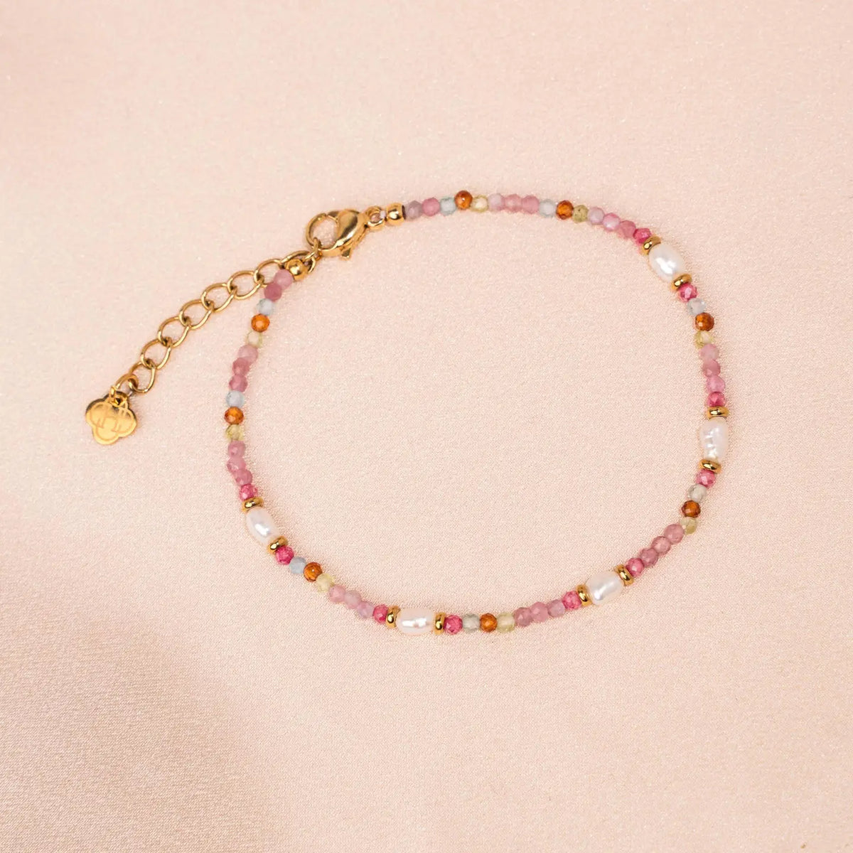Armband aus natürlichen rosa Achatperlen