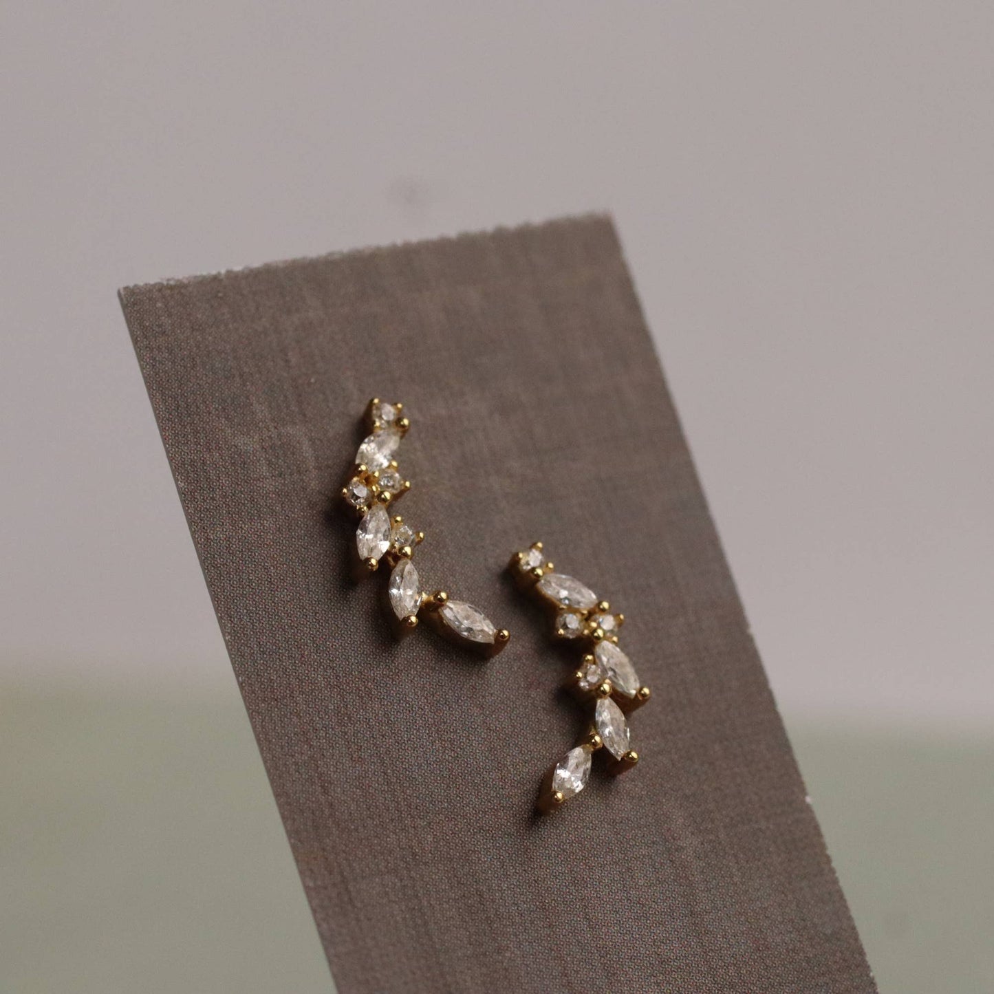 crystal leaf earrings 
