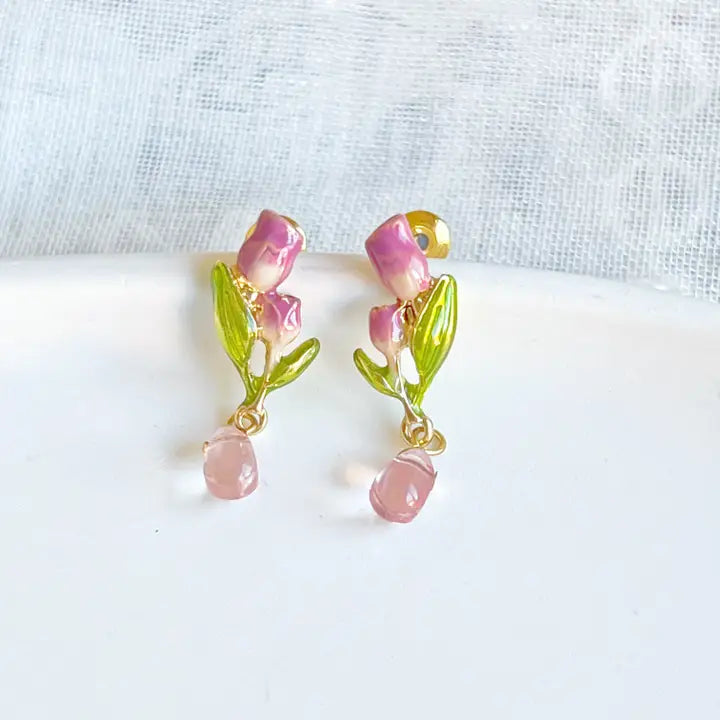 Tulips with Crystal Earrings