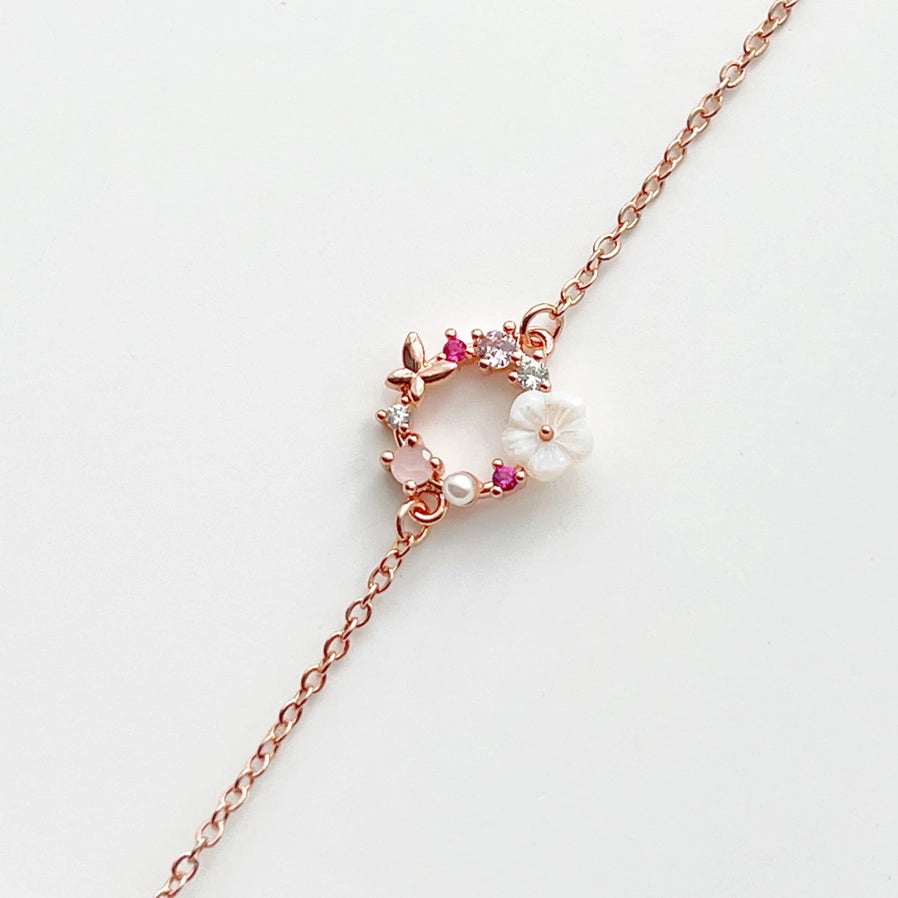 Bracelet Couronne de Fleurs, Rose