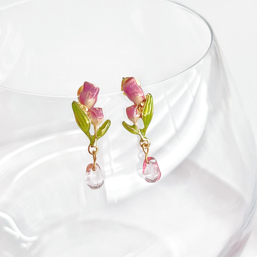 Tulips with Crystal Earrings