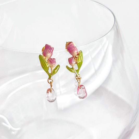 Tulips with Crystal Earrings