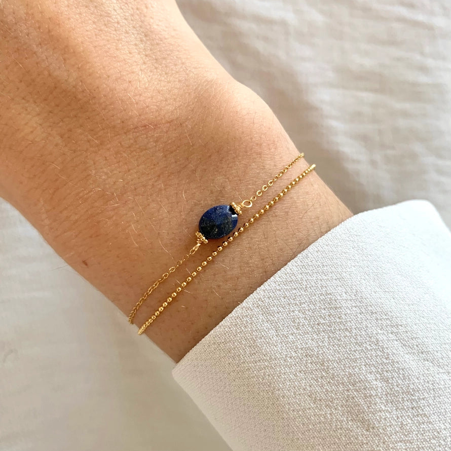 Double bracelet with lapis lazuli