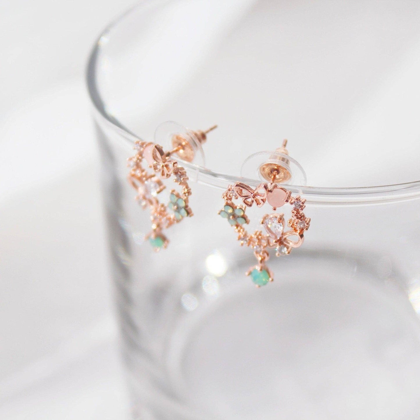 Wreath with butterflies earrings