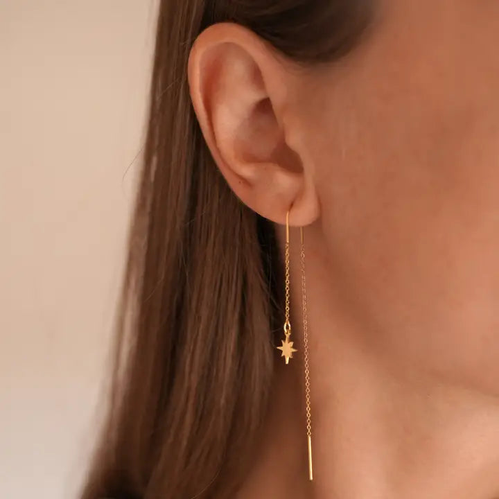 chain earrings with star