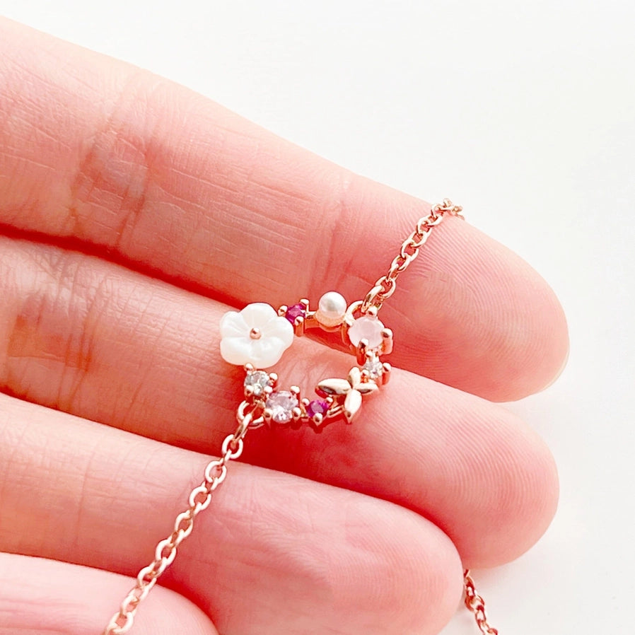 Bracelet Couronne de Fleurs, Rose