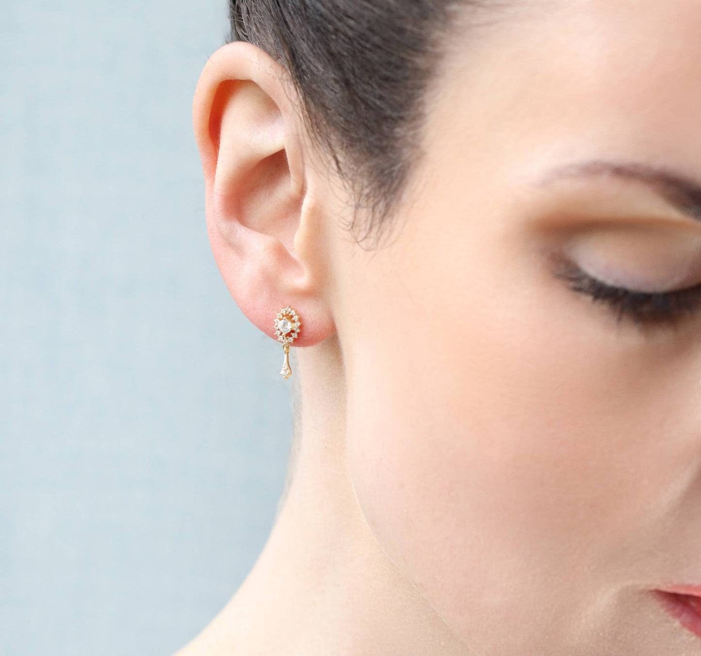 Boucles d'oreilles vintage en cristal avec pendentif