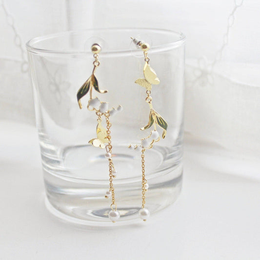 Lily of the valley earrings with pearls