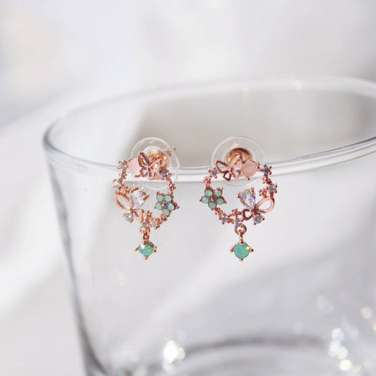 Wreath with butterflies earrings