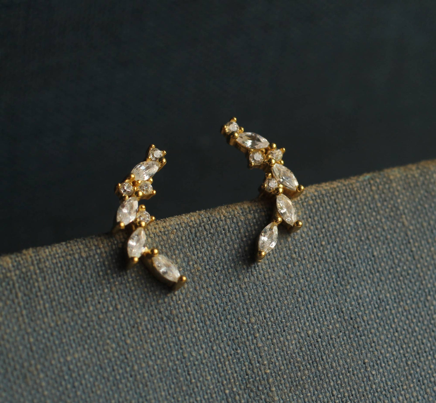 crystal leaf earrings 