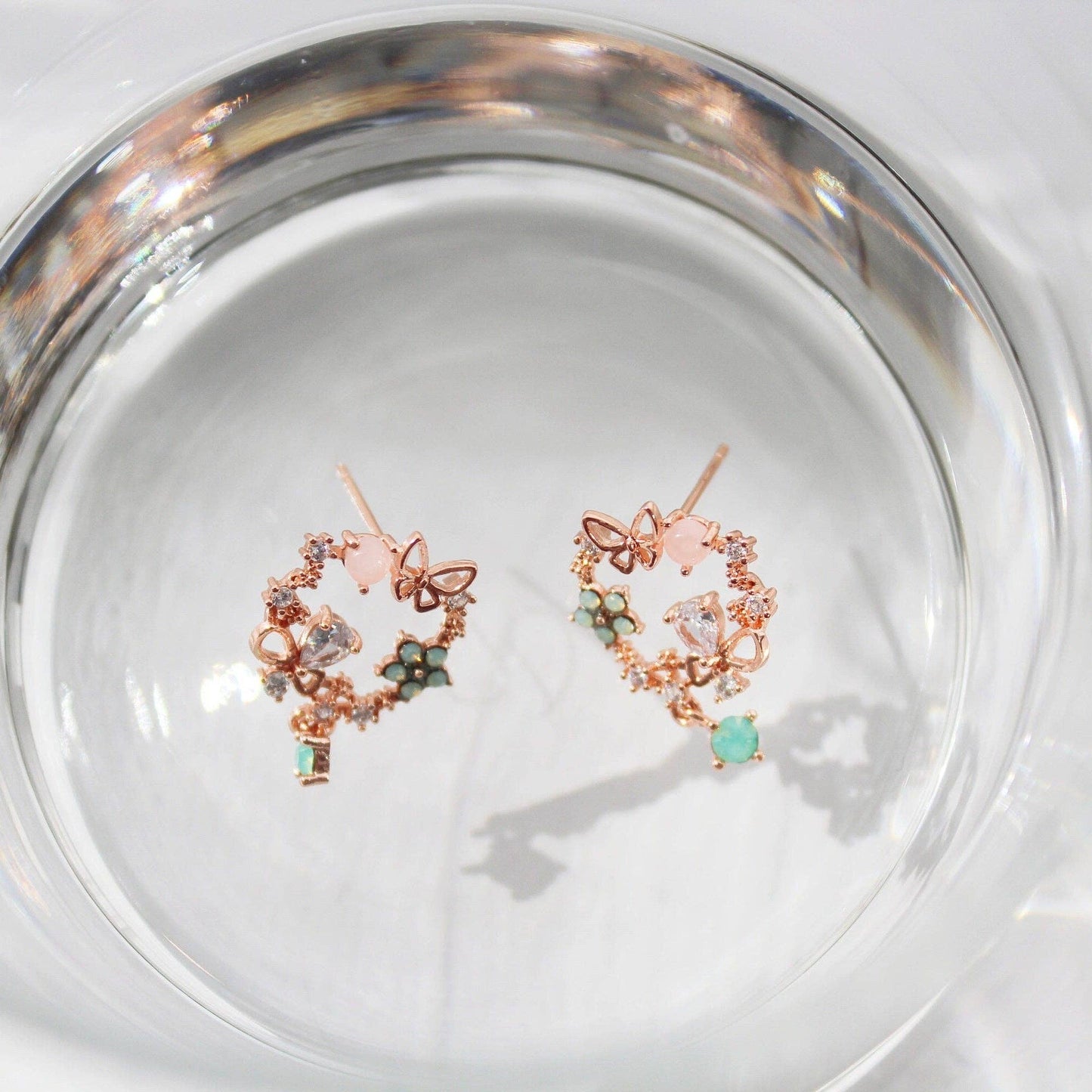 Wreath with butterflies earrings