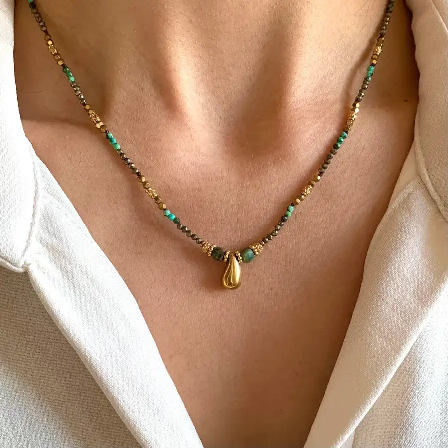 Necklace with stones and drop pendant