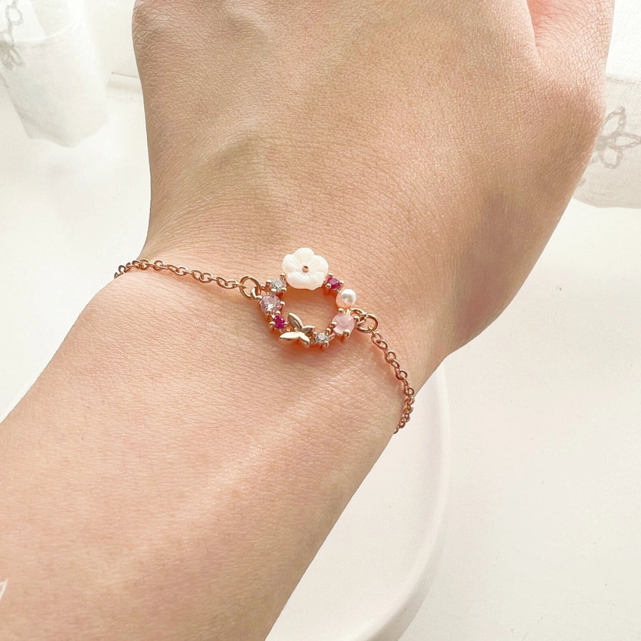Bracelet Couronne de Fleurs, Rose